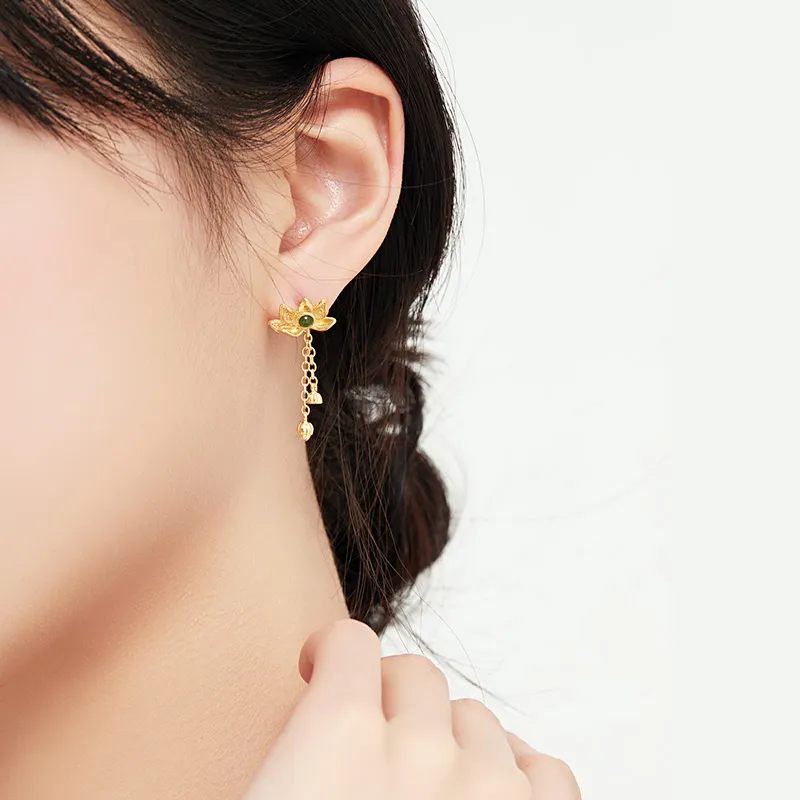 MAMADESHOUHU Hetian Jade Earrings Jasper Women's-6