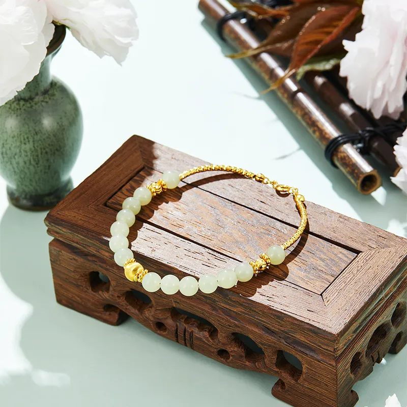 MAMADESHOUHU Hetian Jade Bracelets Pale Greenish White Jade Women's-9