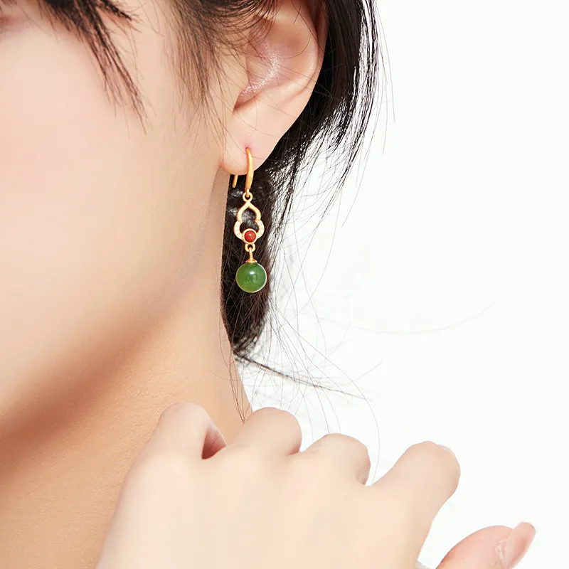 MAMADESHOUHU Hetian Jade Earrings Jasper Women's-4