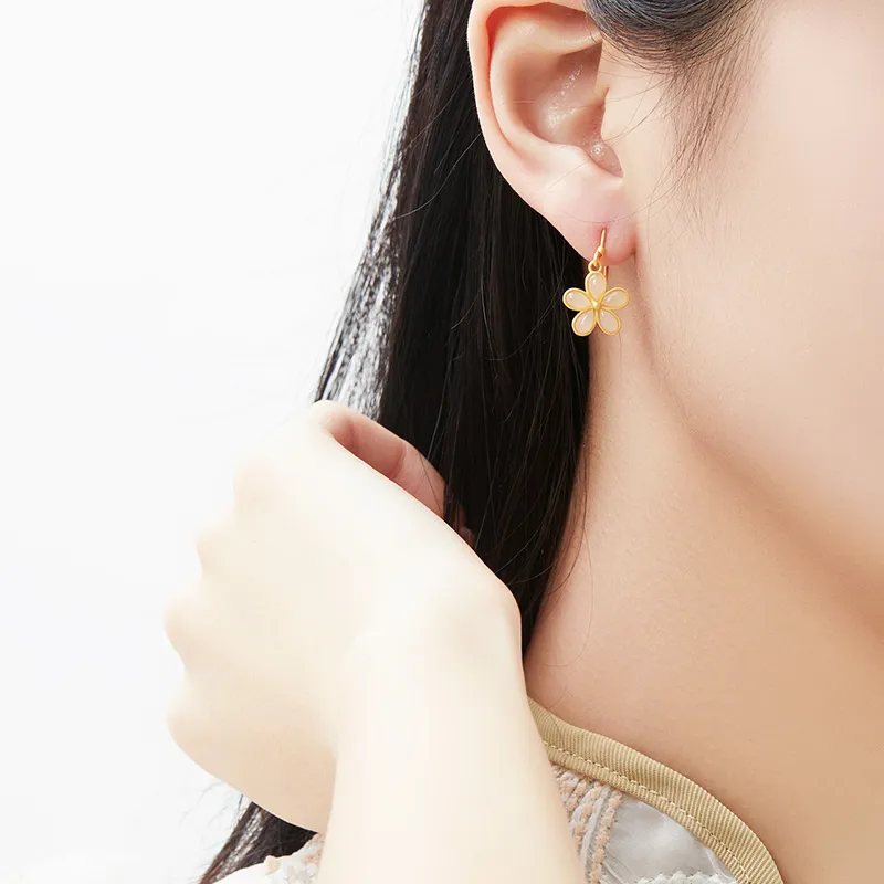 MAMADESHOUHU Hetian Jade Earrings Pale Greenish White Jade Women's-8