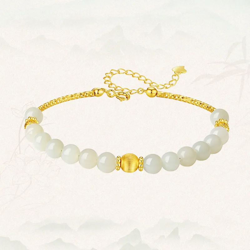 MAMADESHOUHU Hetian Jade Bracelets Pale Greenish White Jade Women's-11