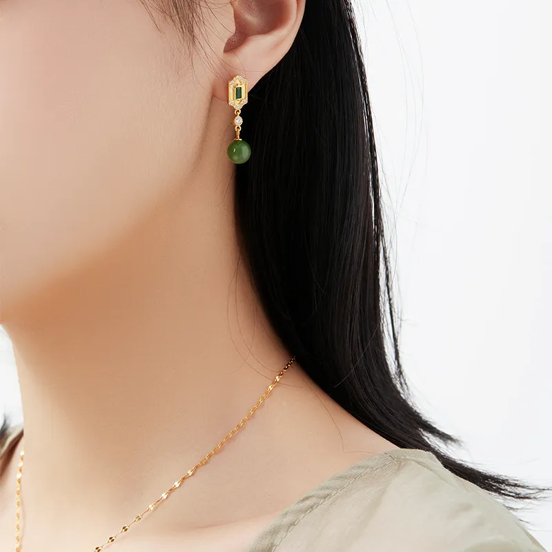 MAMADESHOUHU Hetian Jade Earrings Jasper Women's-6