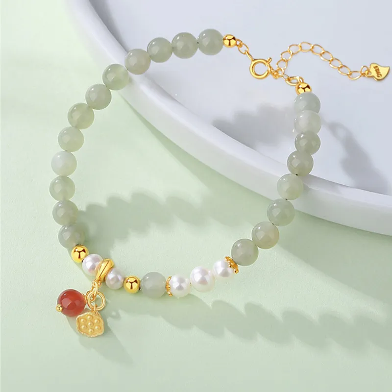 MAMADESHOUHU Hetian Jade Bracelets Pale Greenish White Jade Women's-8