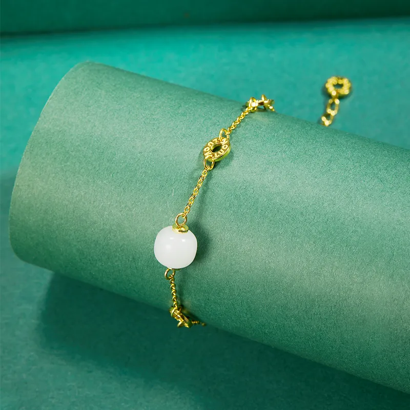 MAMADESHOUHU Bracelets Pale Greenish White Jade Women's-8