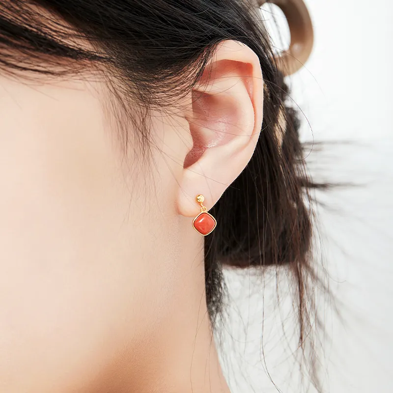 MAMADESHOUHU Agate Jade Stud Earrings Women's-8