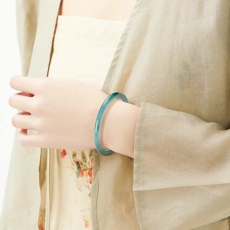 MAMADESHOUHU Glutinous Jade Bangles Women's-5