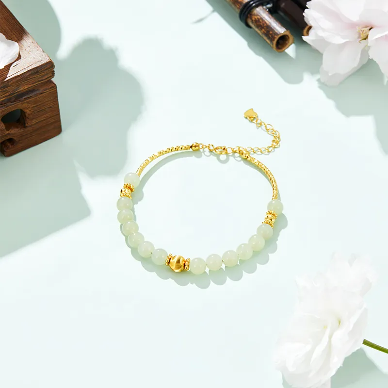 MAMADESHOUHU Hetian Jade Bracelets Pale Greenish White Jade Women's-10