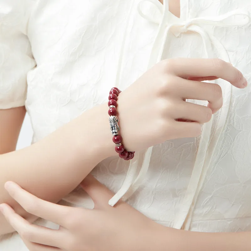MAMADESHOUHU Reconstructed Cinnabar Bracelets Women's-5