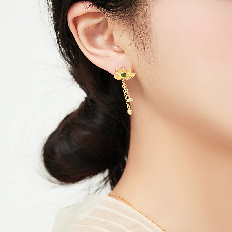 MAMADESHOUHU Hetian Jade Earrings Jasper Women's-8
