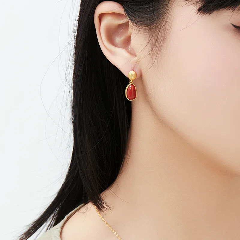 MAMADESHOUHU Agate Jade Earrings Women's-5