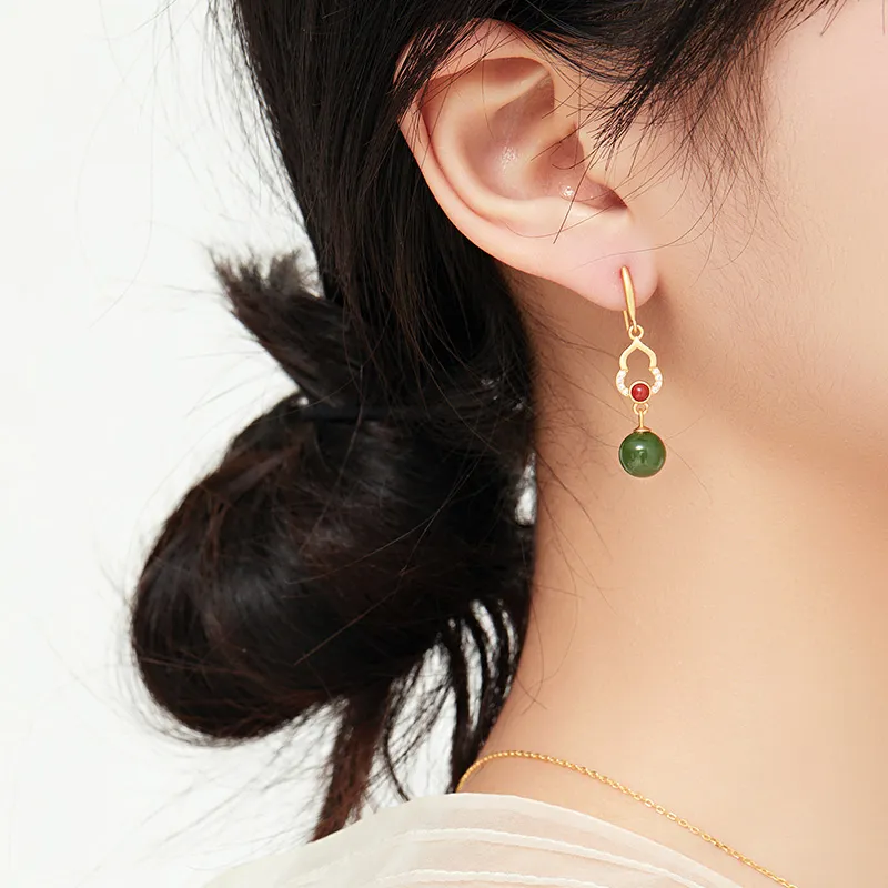 MAMADESHOUHU Hetian Jade Earrings Jasper Women's-7
