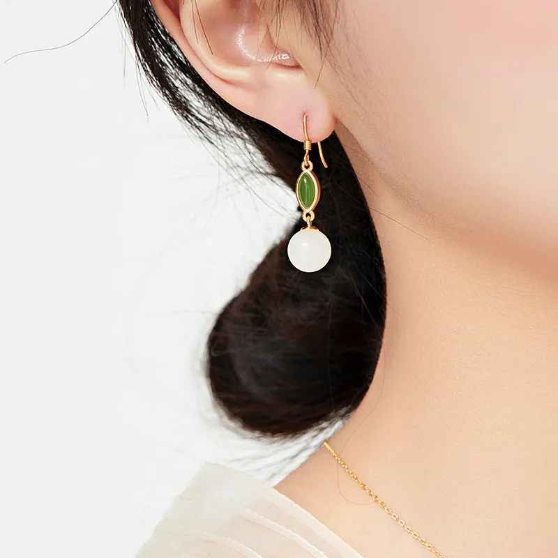 MAMADESHOUHU Earrings White Jade Women's-7