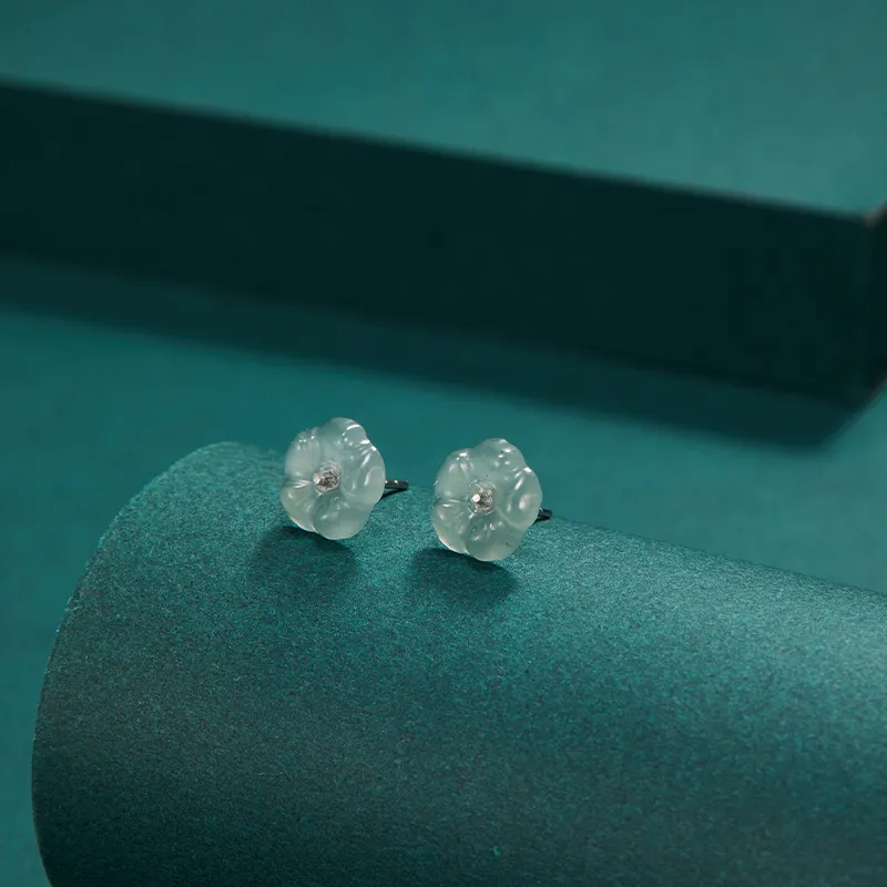 MAMADESHOUHU Ice Glutinous Jadeite Stud Earrings Women's-6