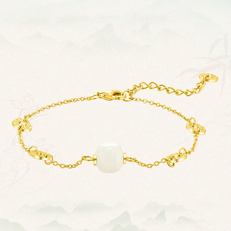 MAMADESHOUHU Bracelets Pale Greenish White Jade Women's-11
