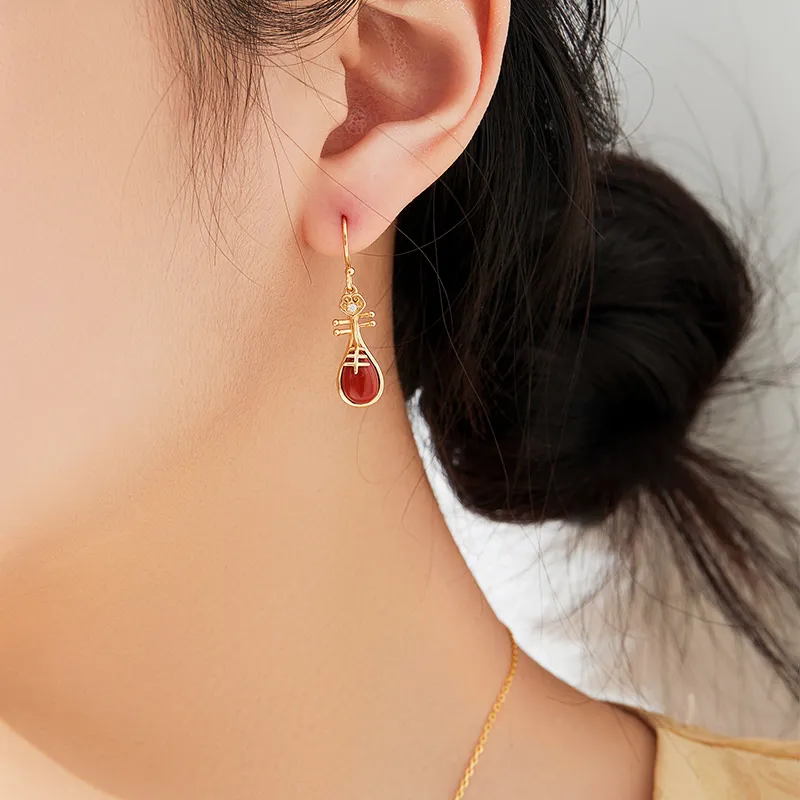 MAMADESHOUHU Agate Jade Earrings Women's-6