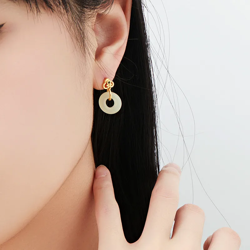 MAMADESHOUHU Earrings Pale Greenish White Jade Women's-7