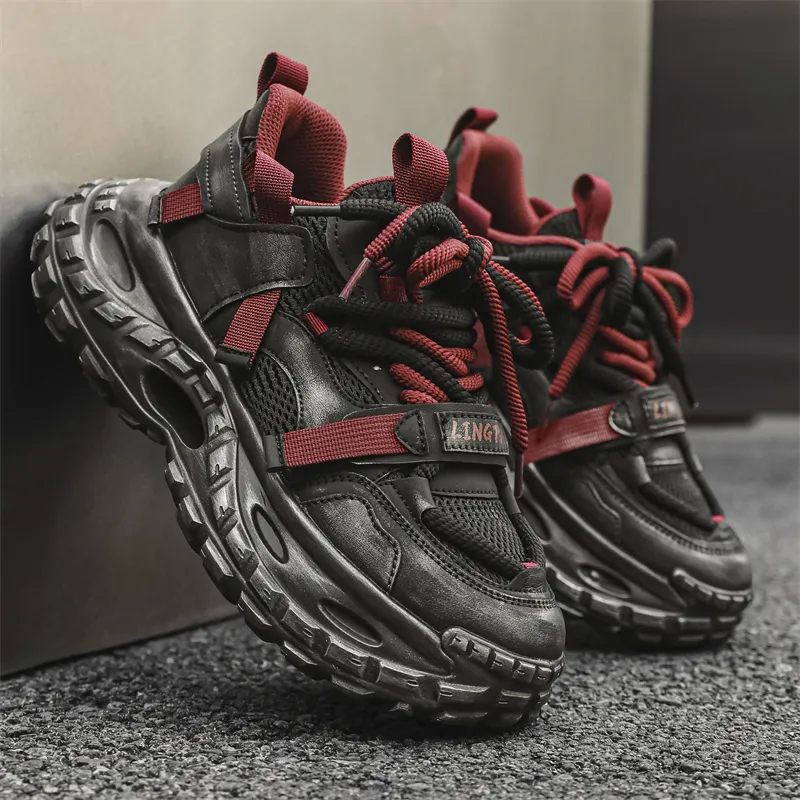 KYMOOU Cushioning, Slip Resistant, And Abrasion Resistant Low Top Chunky Sneakers Men's-2
