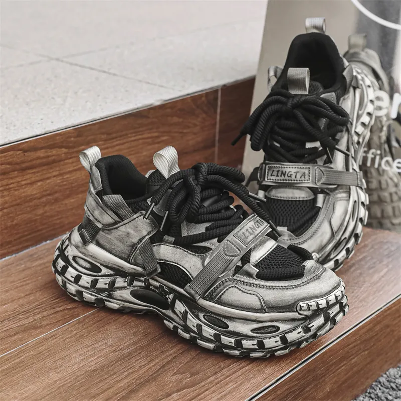 KYMOOU Cushioning, Slip Resistant, And Abrasion Resistant Low Top Chunky Sneakers Men's-10
