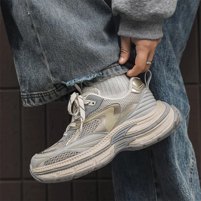 KYMOOU Anti Slip And Wear Resistant Height Increasing Low Top Chunky Sneakers Men's-5