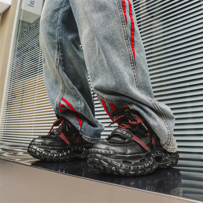 KYMOOU Cushioning, Slip Resistant, And Abrasion Resistant Low Top Chunky Sneakers Men's-5