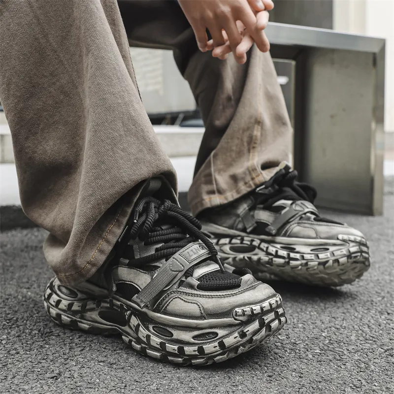 KYMOOU Cushioning, Slip Resistant, And Abrasion Resistant Low Top Chunky Sneakers Men's-12