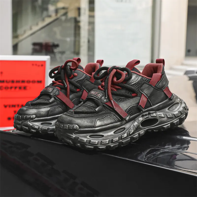 KYMOOU Cushioning, Slip Resistant, And Abrasion Resistant Low Top Chunky Sneakers Men's-3