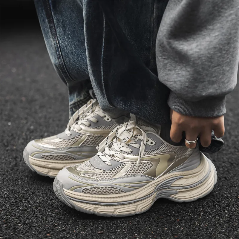 KYMOOU Anti Slip And Wear Resistant Height Increasing Low Top Chunky Sneakers Men's-6