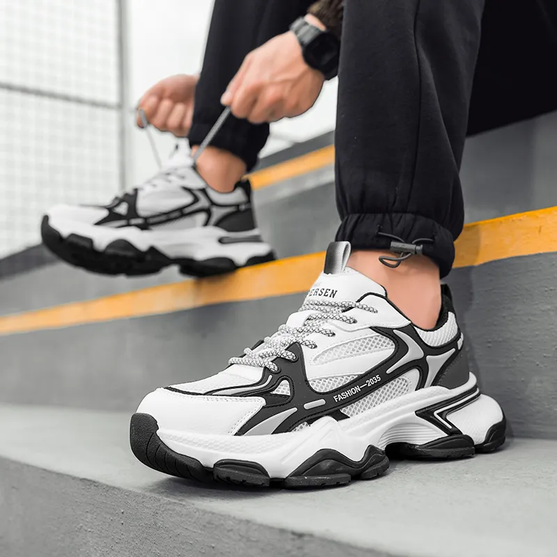 KYMOOU Shock Absorbers Slip Resistant Breathable Low Top Chunky Sneakers Men's-5