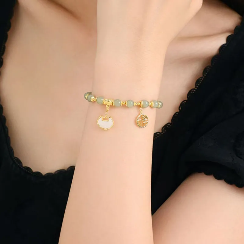 KING TAI SANG Hetian Jade Bracelets Pale Greenish White Jade Unisex-4
