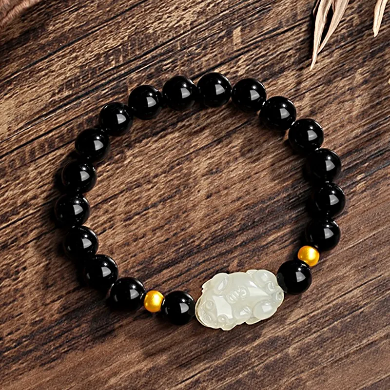 KING TAI SANG Hetian Jade Bracelets Pale Greenish White Jade Unisex-2