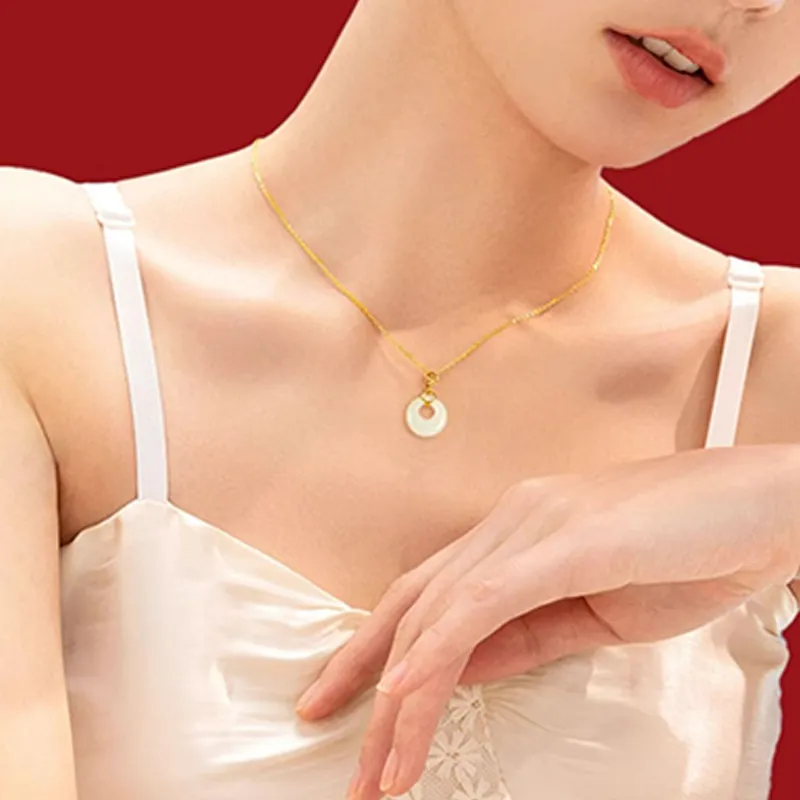 KING TAI SANG Necklaces Pale Greenish White Jade Unisex-5