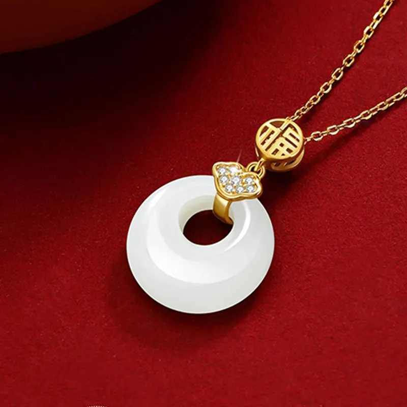 KING TAI SANG Necklaces Pale Greenish White Jade Unisex-2