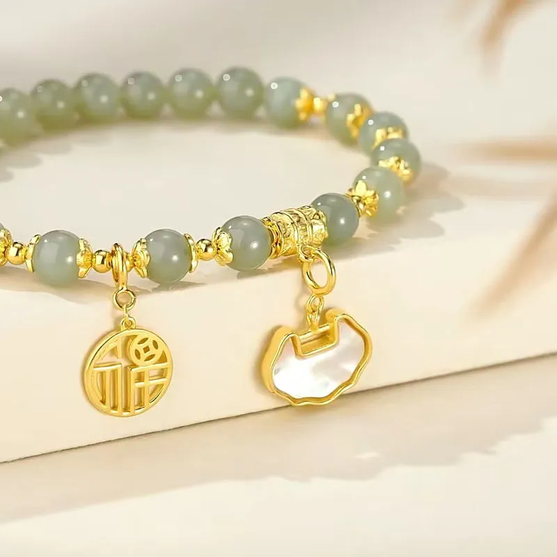 KING TAI SANG Hetian Jade Bracelets Pale Greenish White Jade Unisex-1
