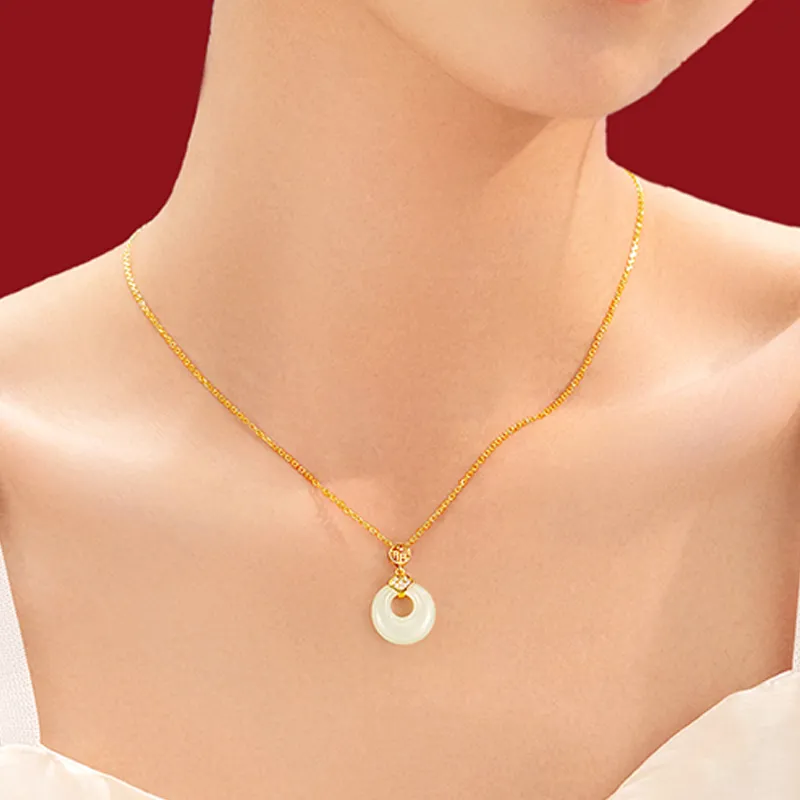 KING TAI SANG Necklaces Pale Greenish White Jade Unisex-6