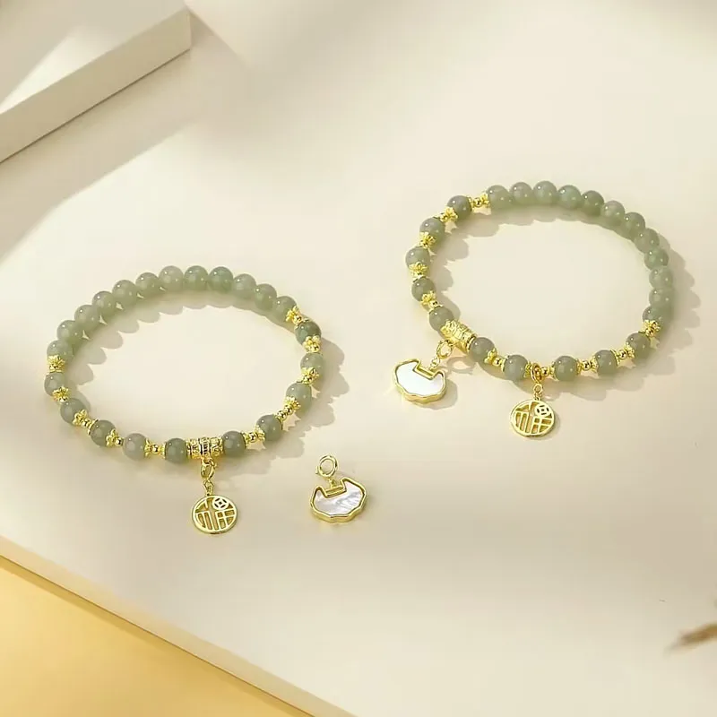 KING TAI SANG Hetian Jade Bracelets Pale Greenish White Jade Unisex-3