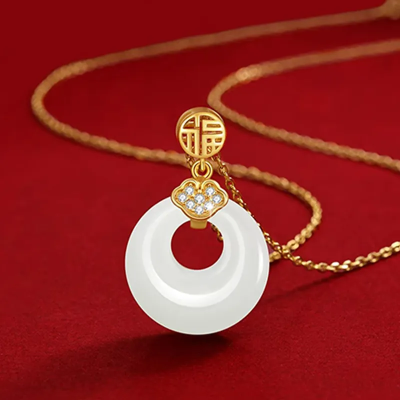 KING TAI SANG Necklaces Pale Greenish White Jade Unisex-4