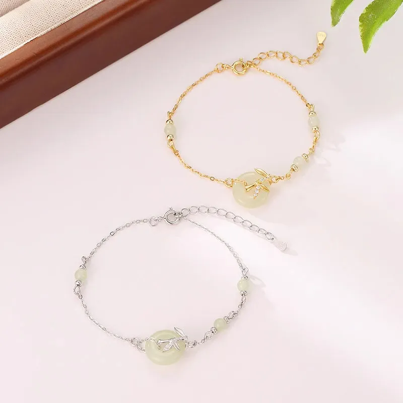 KING TAI SANG Hetian Jade Bracelets Pale Greenish White Jade Unisex-3