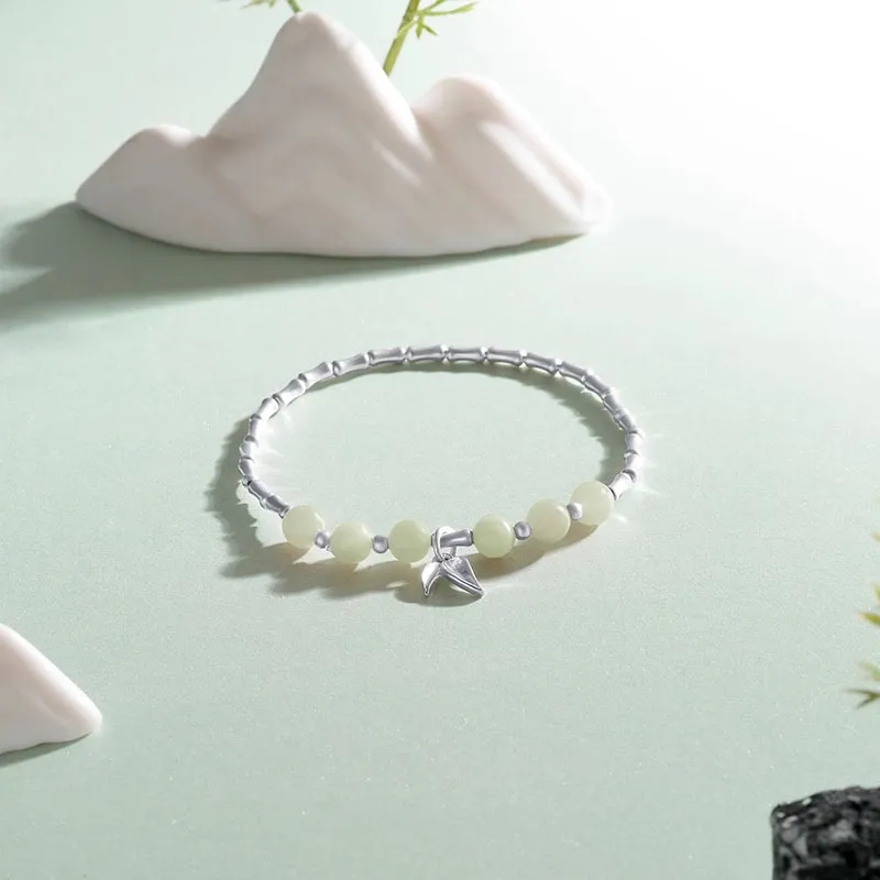 KING TAI SANG Bracelets Pale Greenish White Jade Unisex-1