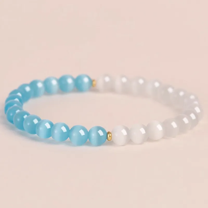 JIUHUASHAN Glass Cat Eye Bracelets Women's-30