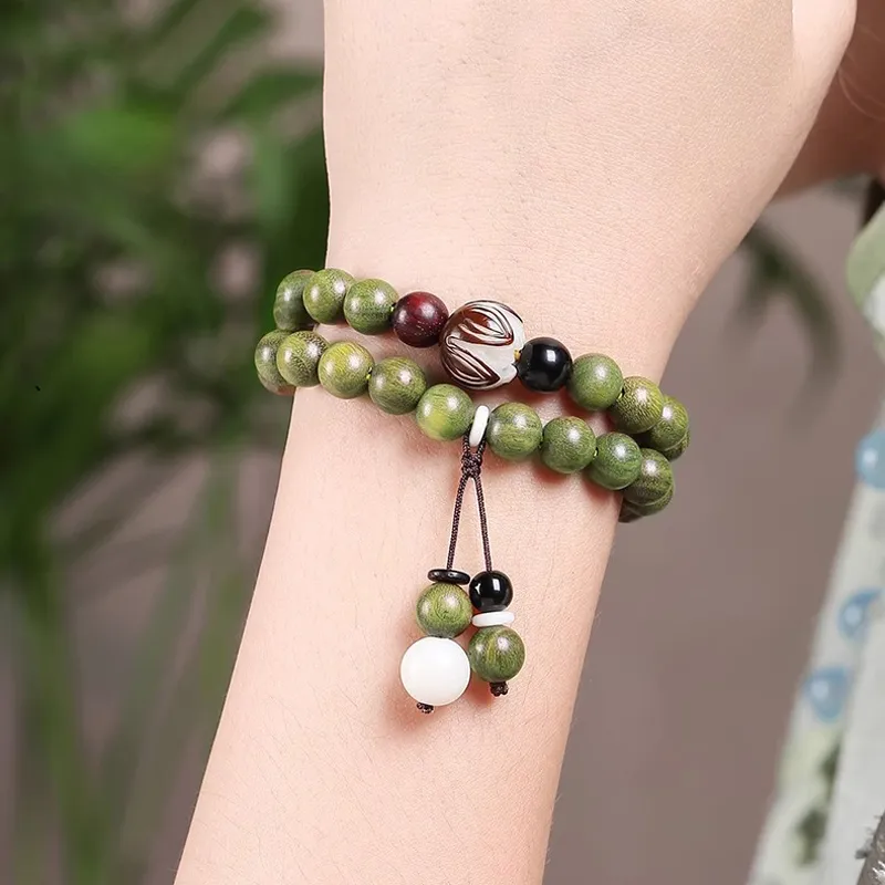 JIUHUASHAN Green Sandalwood Bracelets Unisex-3