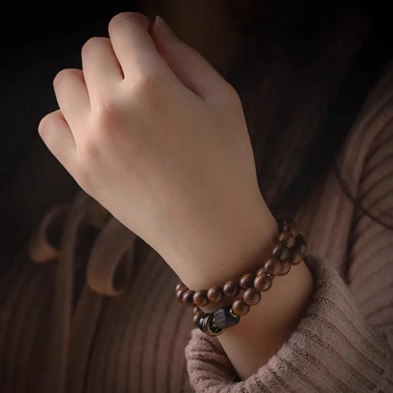 JIUHUASHAN Golden Sandalwood Bracelets Unisex-1