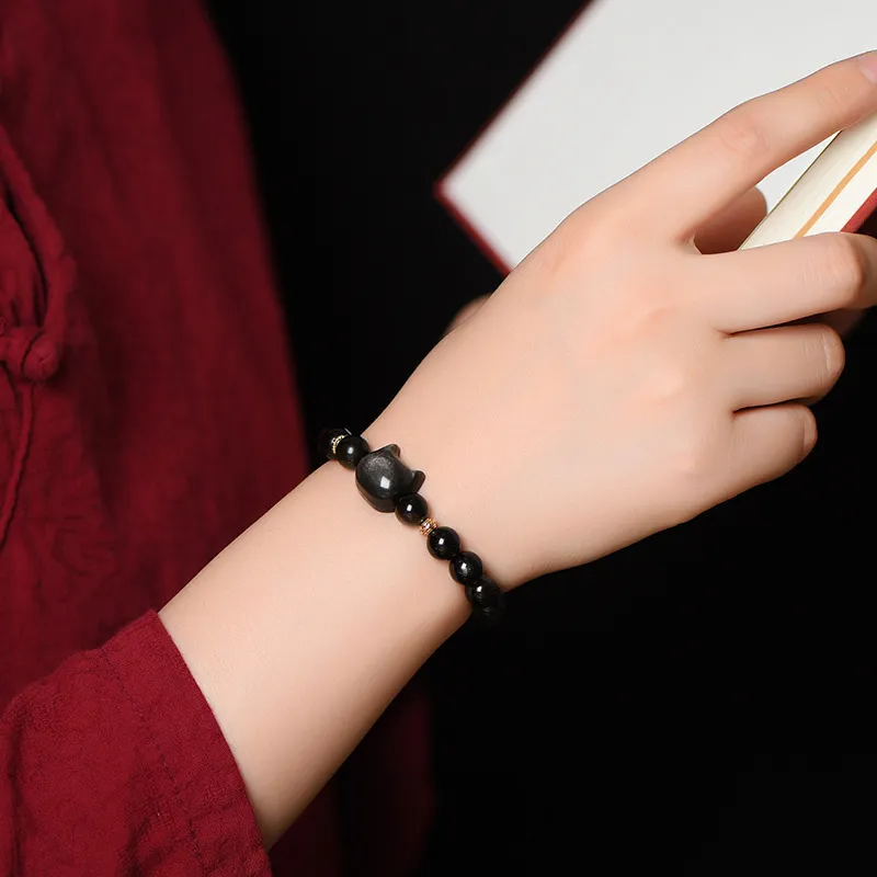 JIUHUASHAN Obsidian Bracelets Unisex-5