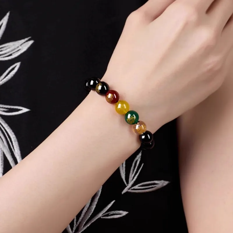 JIUHUASHAN Obsidian Bracelets Unisex-5
