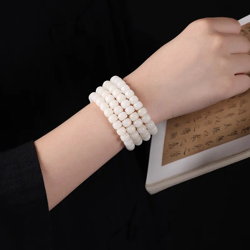 JIUHUASHAN White Jade Bodhi Bead Chain Unisex-7