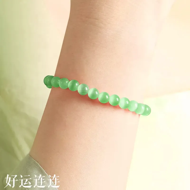 JIUHUASHAN Glass Cat Eye Bracelets Women's-17