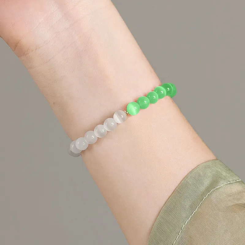 JIUHUASHAN Glass Cat Eye Bracelets Women's-32