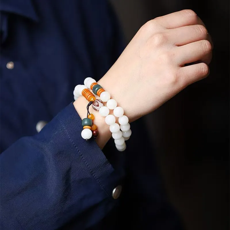 JIUHUASHAN White Jade Bodhi Bracelets Unisex-17