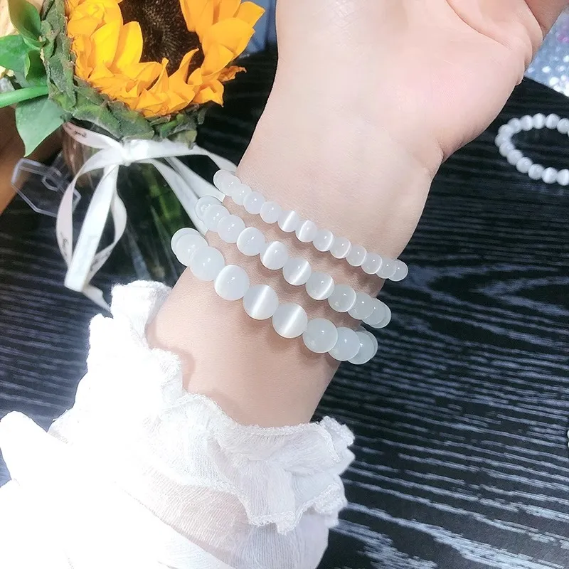 JIUHUASHAN Glass Cat Eye Bracelets Women's-4