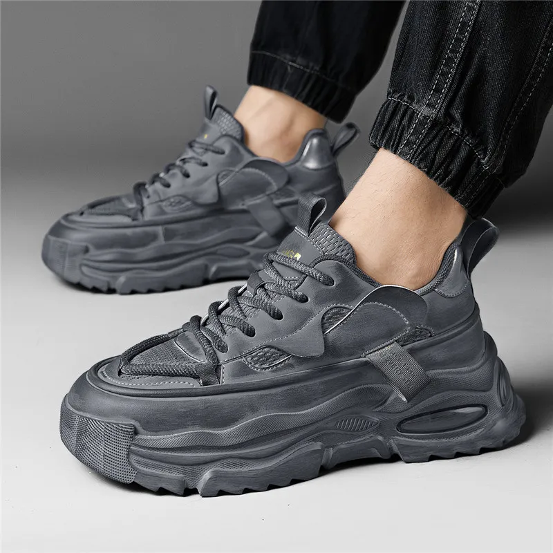 AOKANG Trendy Play Series Chunky Sneakers Men Low Top Black, Gray-19