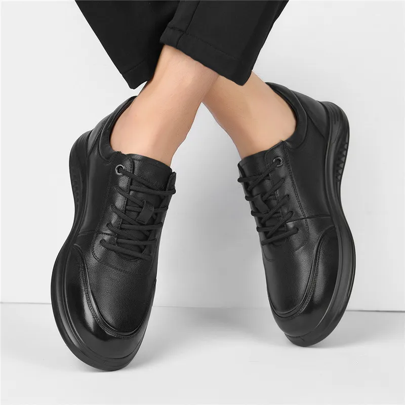AOKANG Dress Shoes Men Low Top Black-5